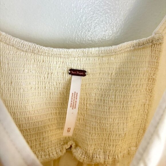 FREE PEOPLE Cheyenne Smocking Short Puff Sleeve Denim Mini Dress Size X-Small - Picture 8 of 16